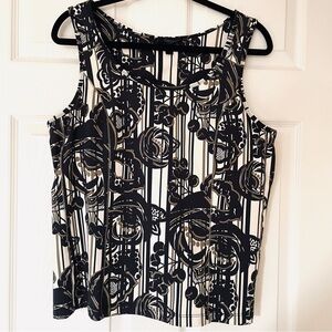 EUC Soma Sleeveless Bra Tank | Black, White & Brown Abstract Floral & Stripe
